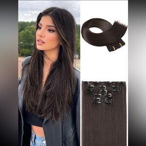 6 clip style 16 clip synthetic 24 inch extended straight hair extensions